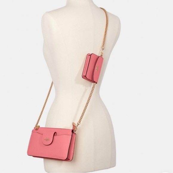 Coach Handbags - Coach Poppy Taffy Pink Leather Crossbody w/Card Case NWOT